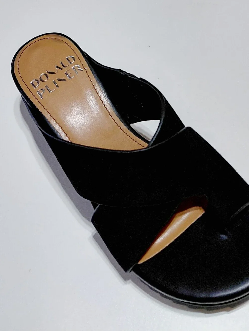 DONALD PLINER Women's Sisu Black Suede Platform Wedge Toe - Ring Sandals 5.5M